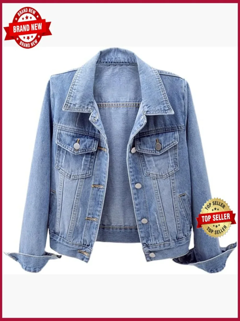 Distressed Ripped Denim Jacket with Pockets 2023